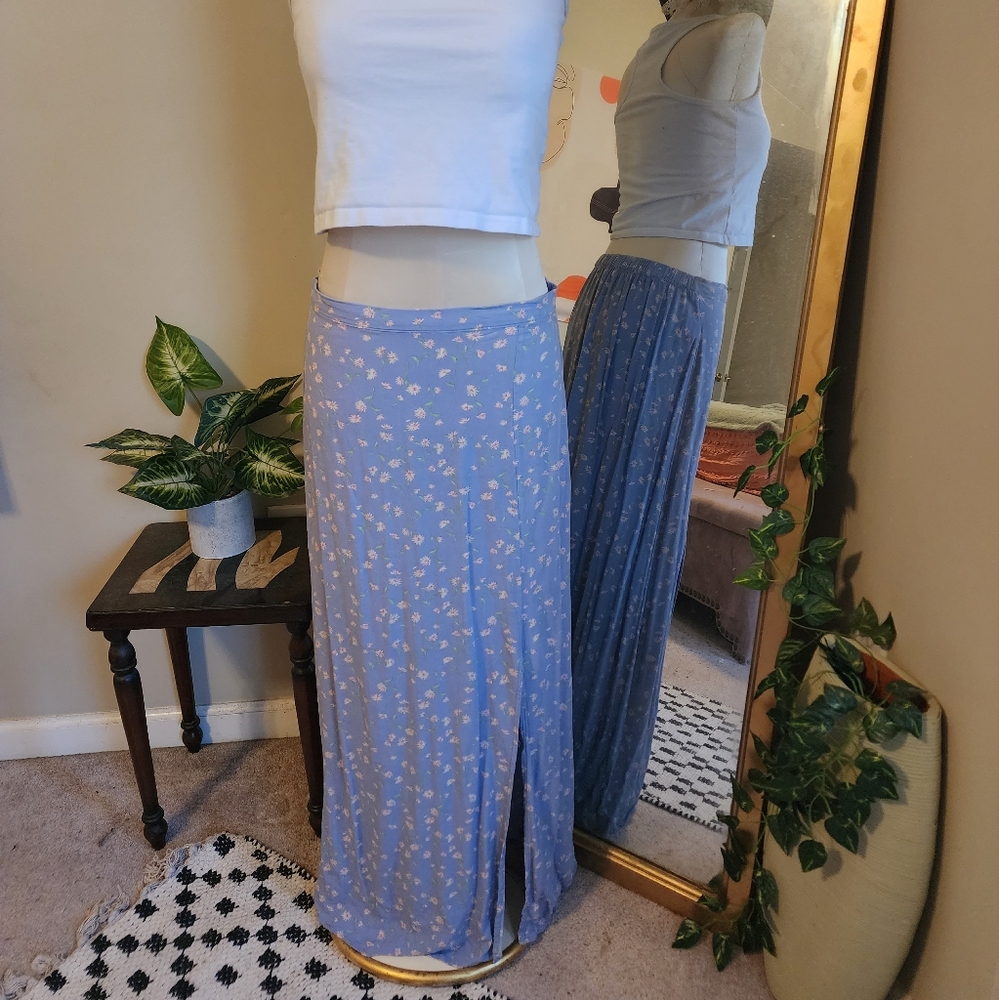 American Eagle Blue Floral Maxi Skirt